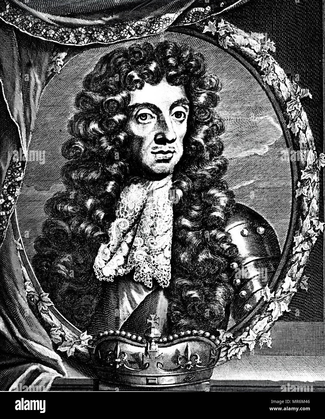 Portrait of Charles II of England (1630-1685) King of England, Scotland and Ireland. Dated 18th century Stock Photo