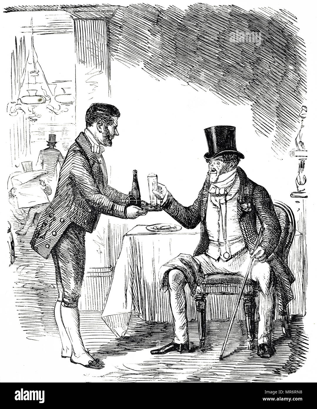 Cartoon depicting a gentleman taking refreshment at his club. Dated ...