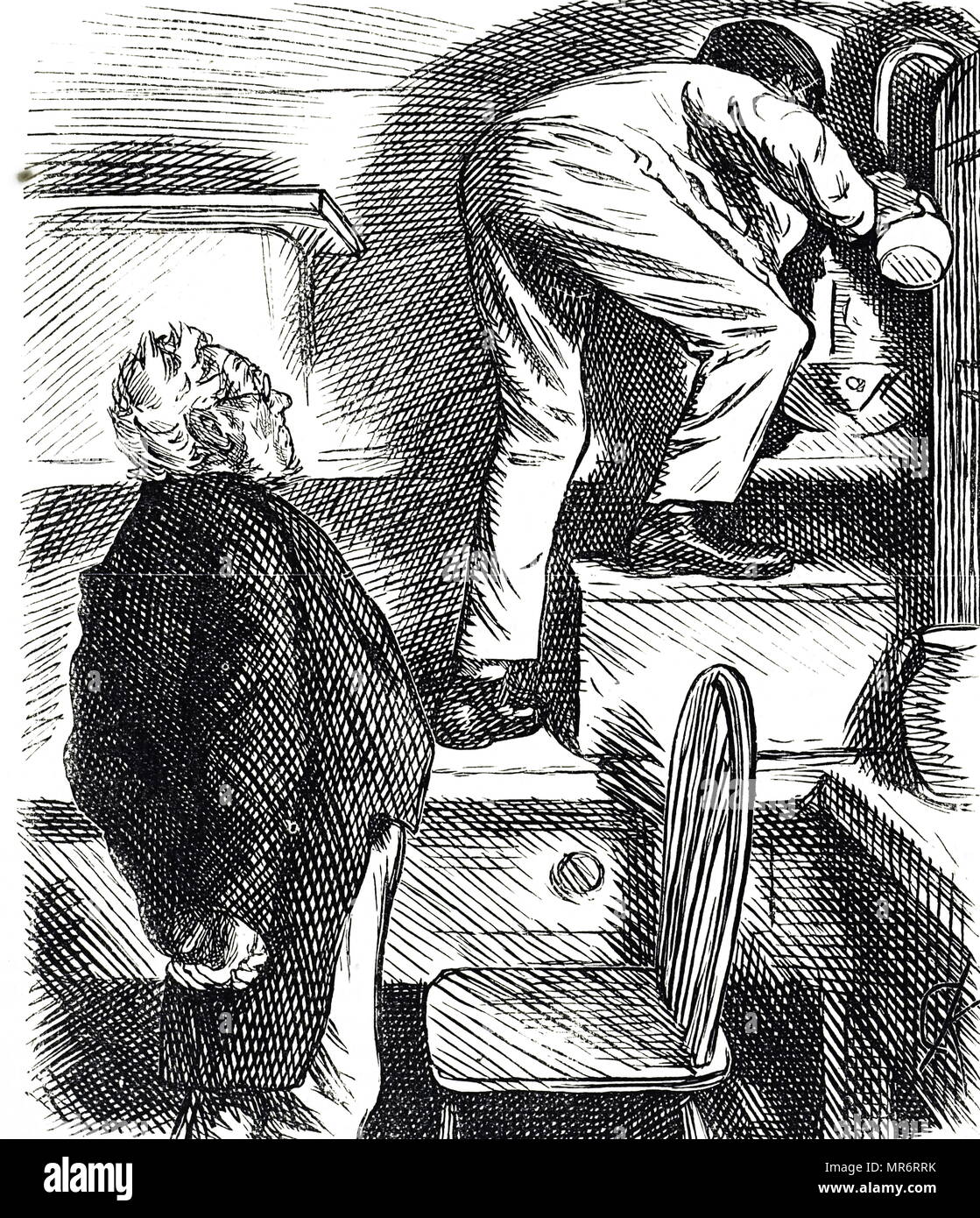 Cartoon depicting a wet gas meter (Emerson). Dated 19th century Stock Photo