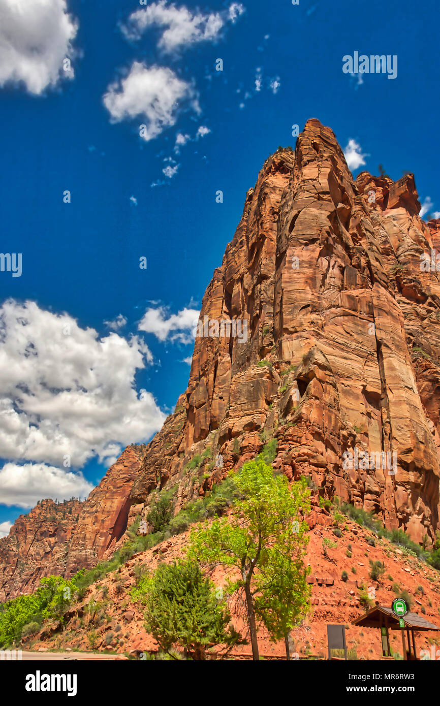 Big Bend rock tower in Zion National Park Stock Photo