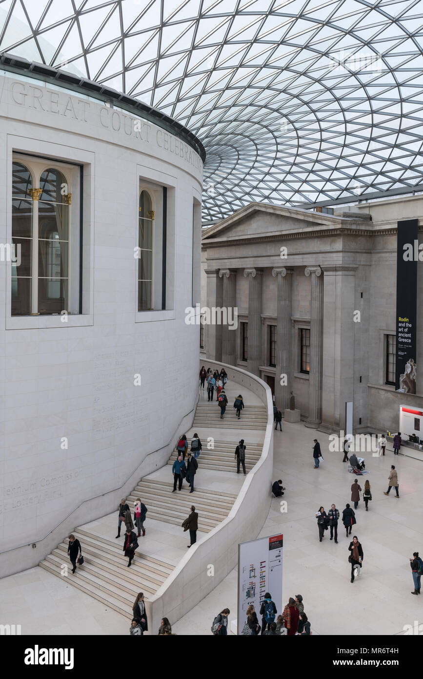 LONDON, UK – MAR 2018: View of The Queen Elizabeth II Great Court of the British Museum filled with visitors Stock Photo