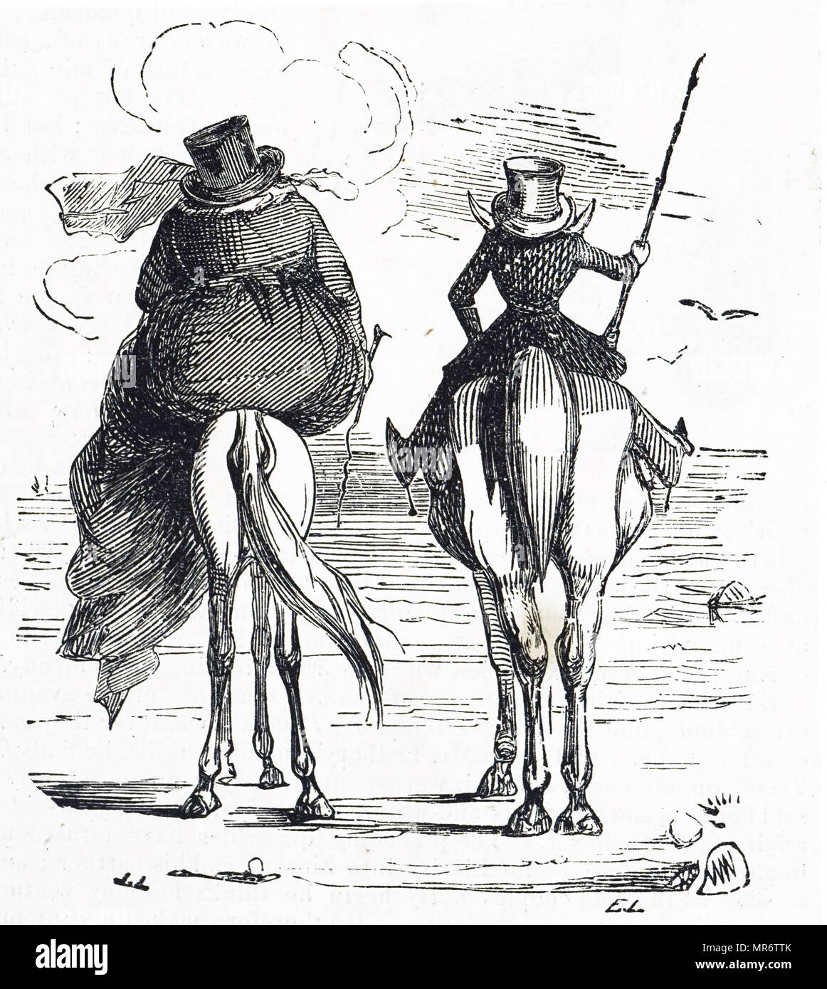 Comic depicting the Fat and the Lean enjoying a seaside holiday in