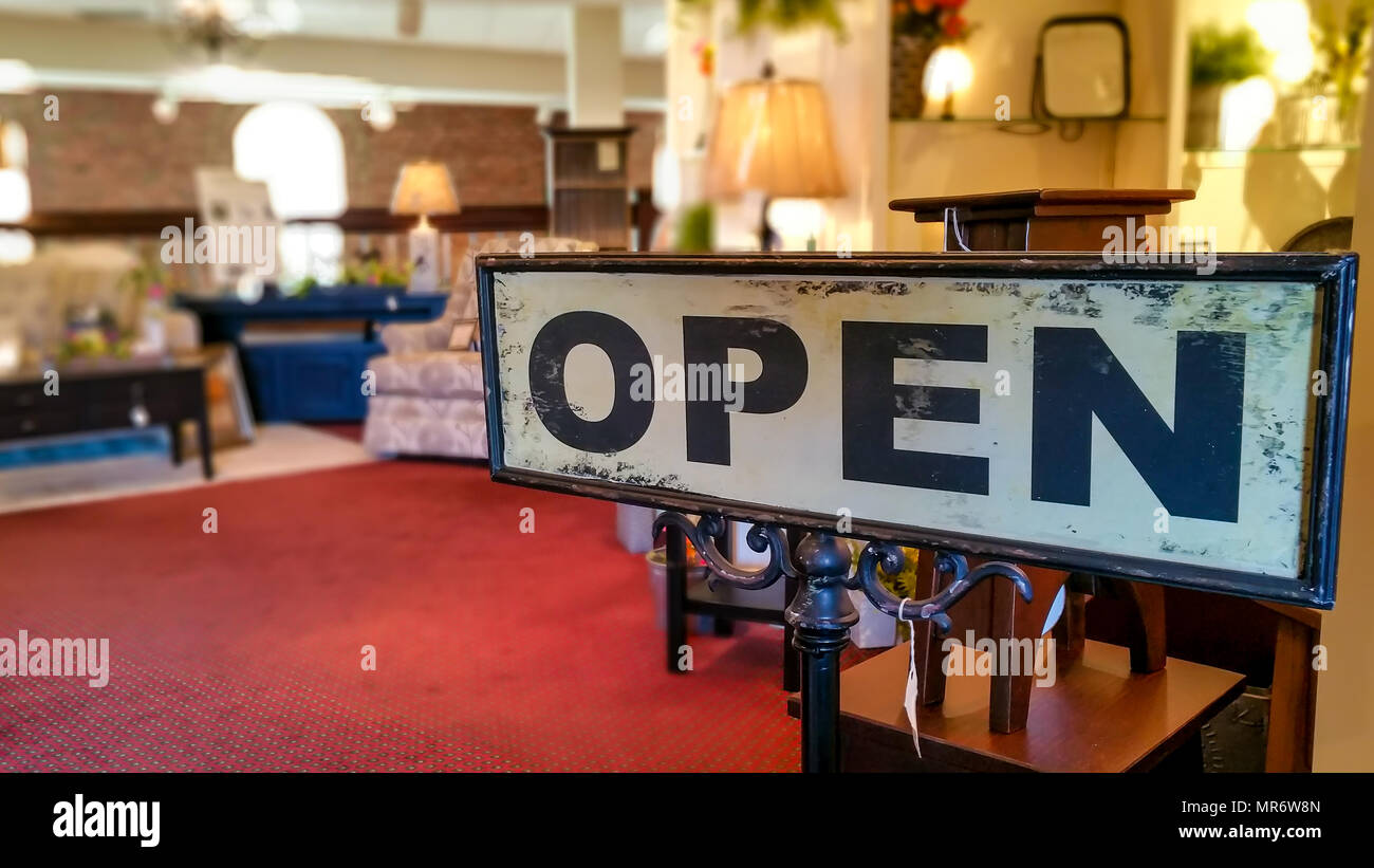 Open Sign at a Gift Store. Stock Photo