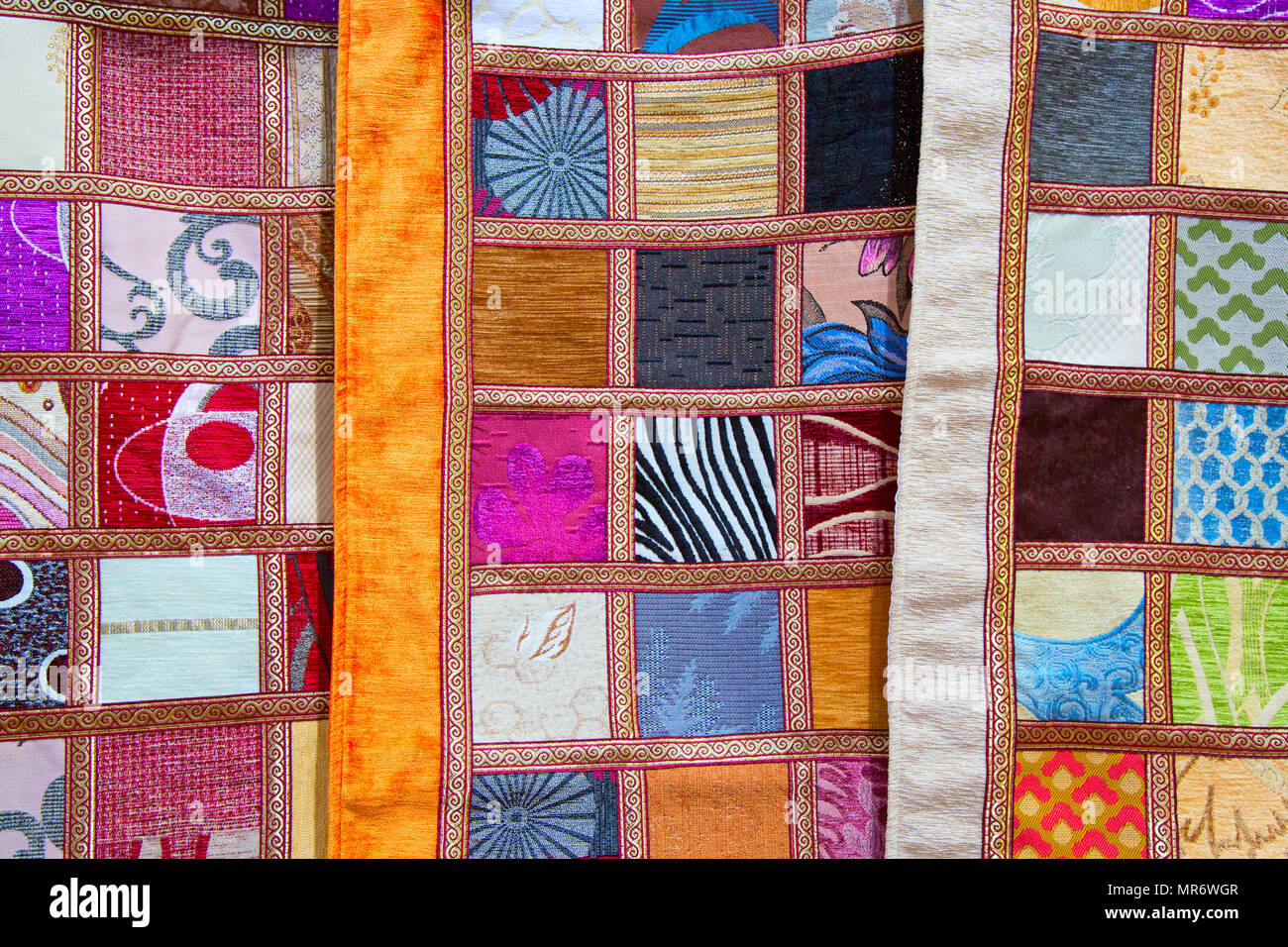 Colorful crazy quilt on the arabian market Stock Photo Alamy