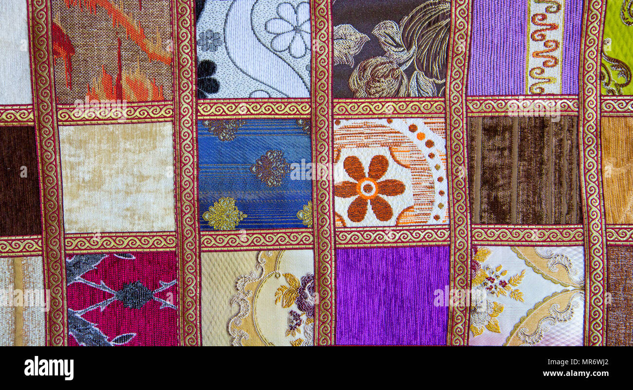 Colorful crazy quilt on the arabian market Stock Photo Alamy