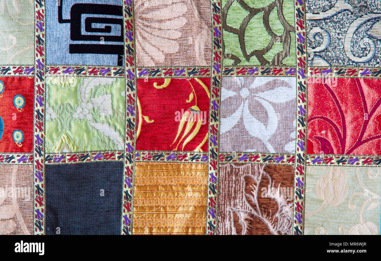 Colorful crazy quilt on the arabian market Stock Photo Alamy