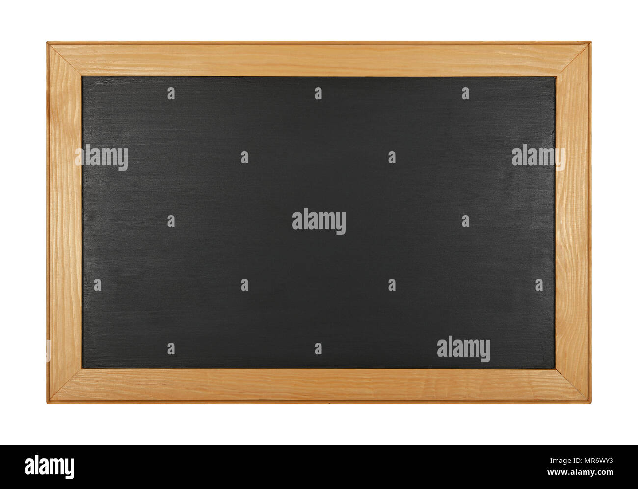 Black school chalkboard blackboard sign in brown wooden frame isolated