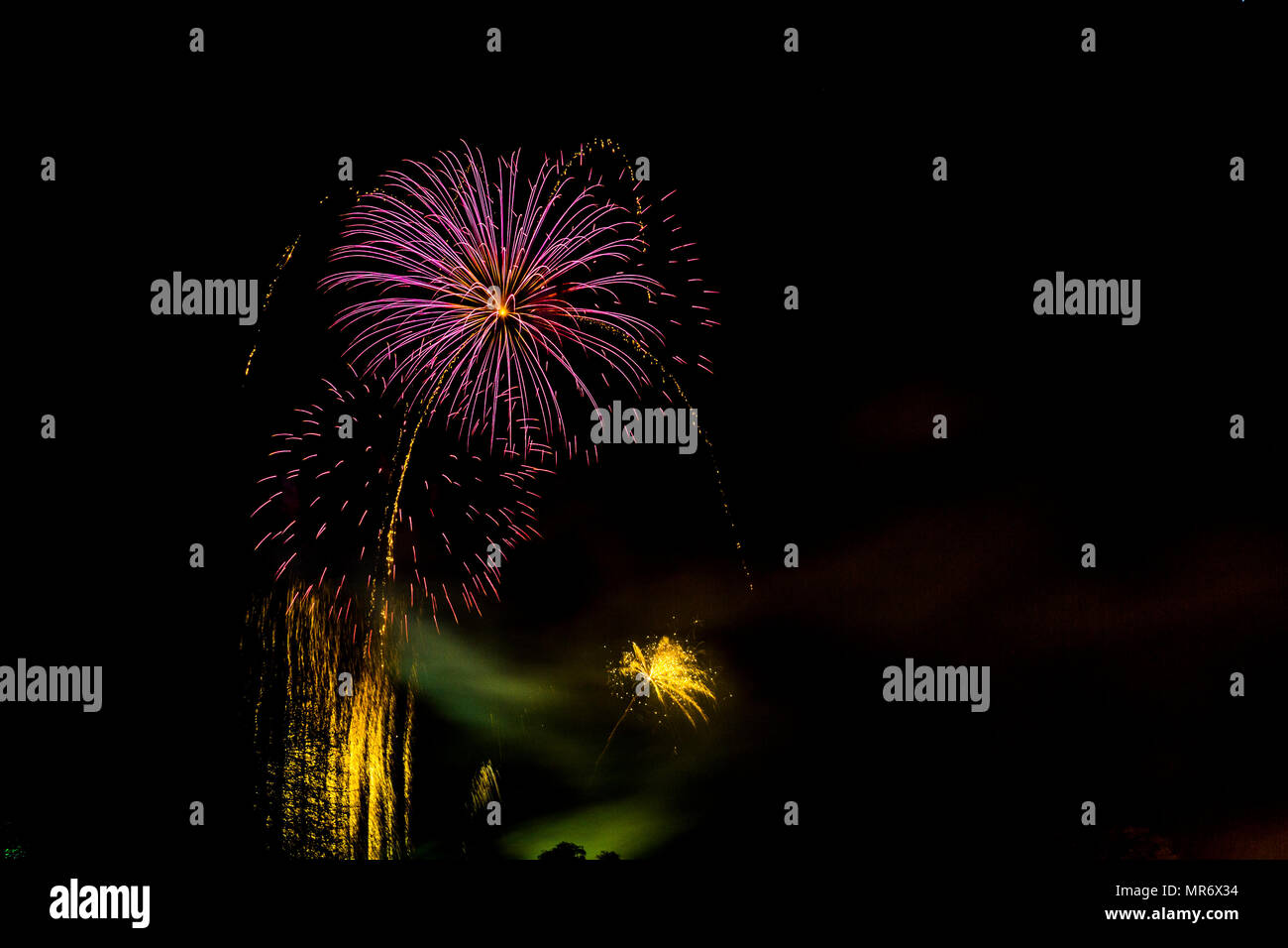 A firework display on November 5th celebration of the gunpowder plot of