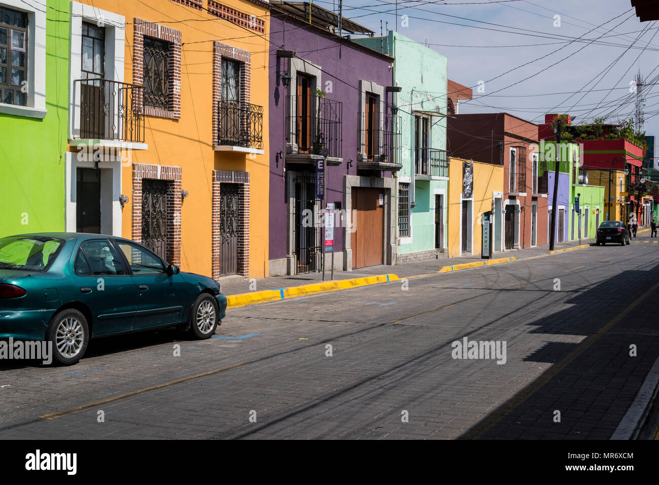 Colourful houses, Cholula, Puebla, Mexico Stock Photo Alamy