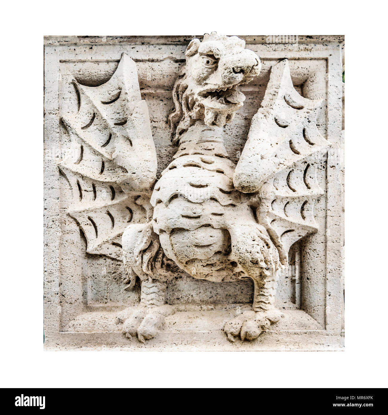 Front view of dragon sculpture isolated on white background Stock Photo ...