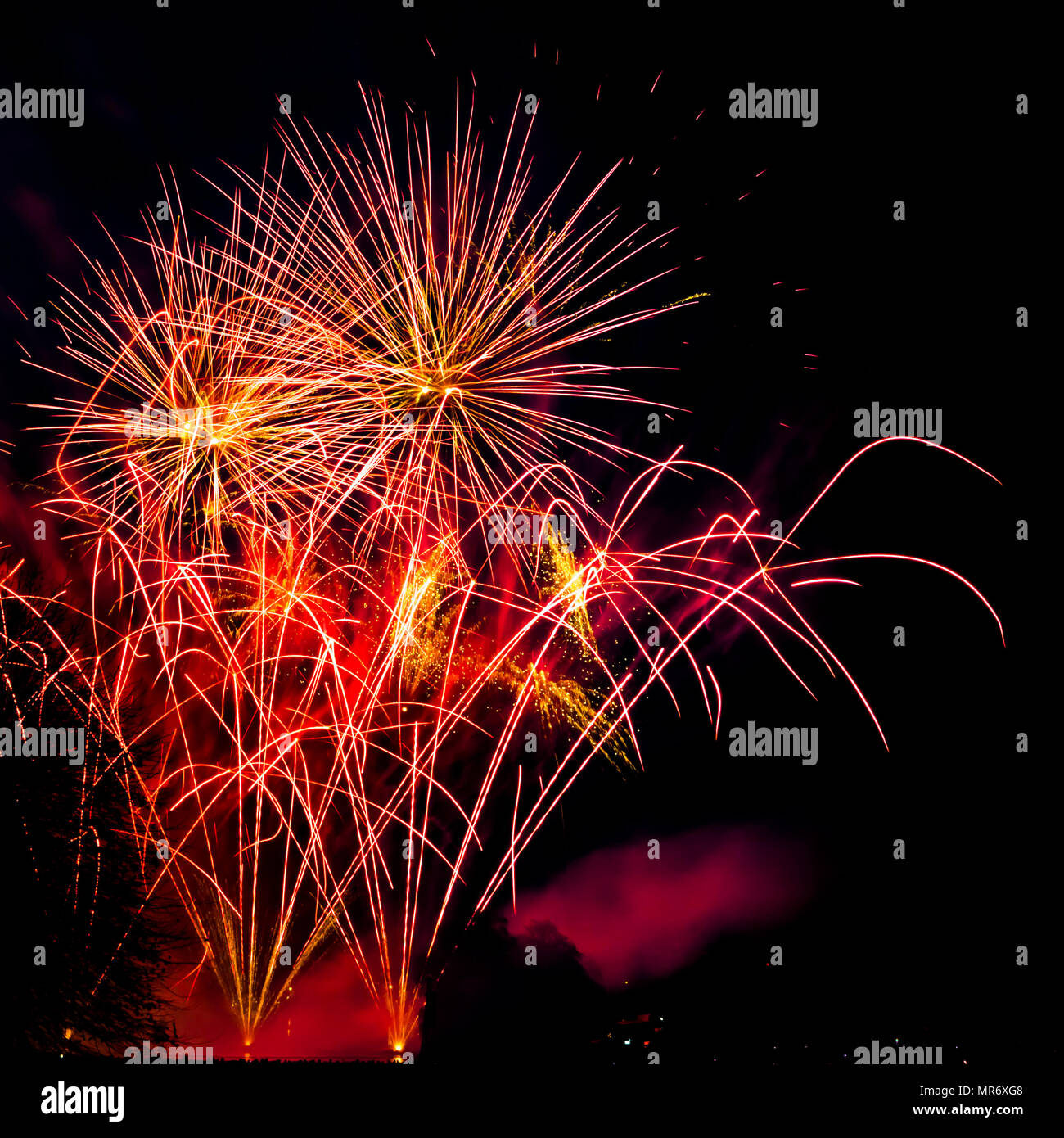 A firework display on november 5th celebration of the gunpowder plot of