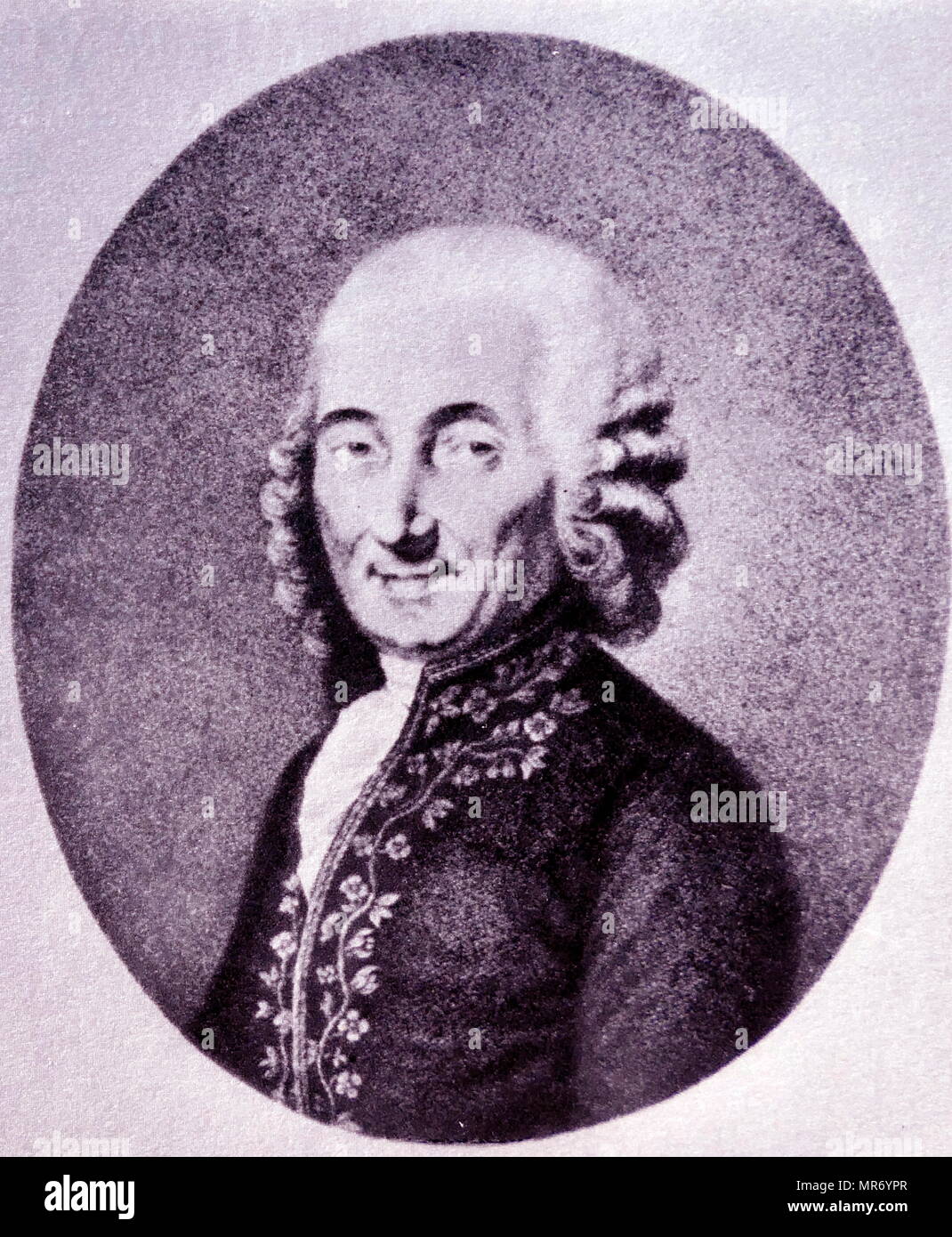 Portrait by Richardiere depicting Luigi Boccherini, (1743 – 1805), an Italian classical era composer and cellist whose music retained a courtly and galante style while he matured somewhat apart from the major European musical centres. Stock Photo