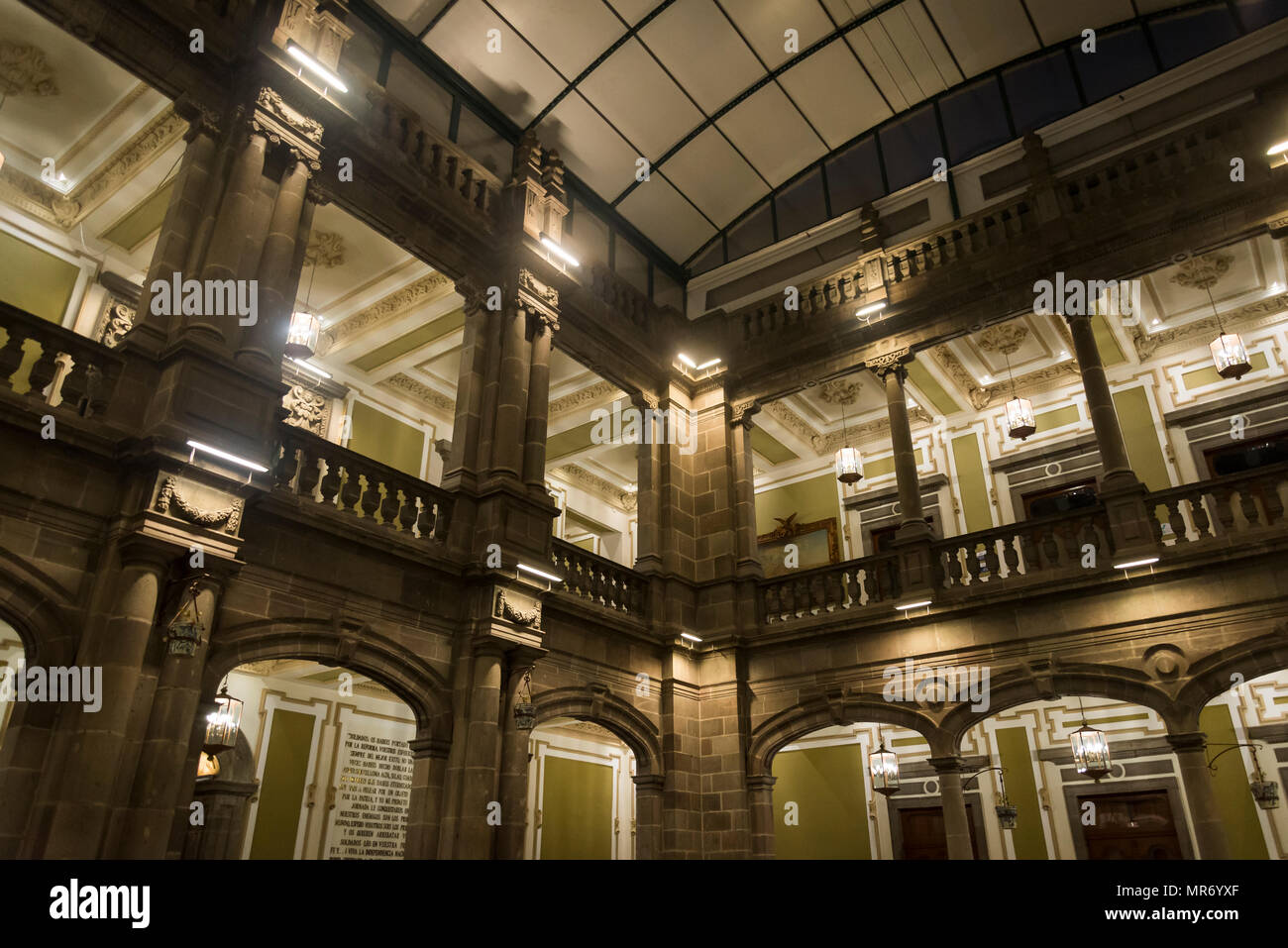 Municipal Palace or City Hall, Interior courtyard, Puebla, Mexico Stock ...