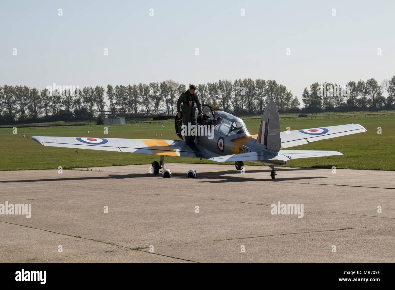 A 1950's Chipmunk plane, WG 348, about to take off from Goodwood Aerodrome at Goodwood, Sussex, UK Stock Photo