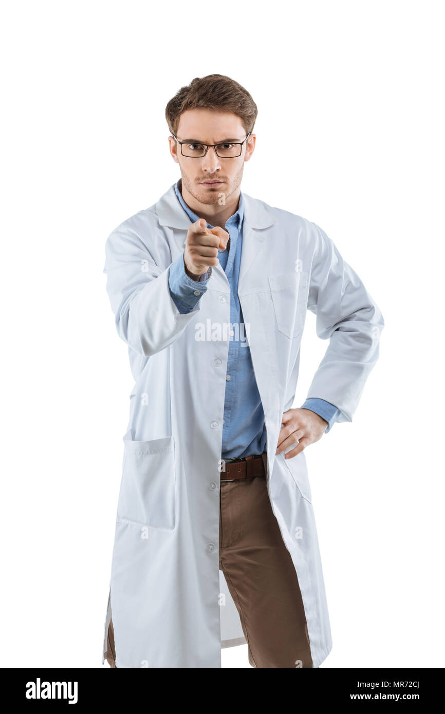 Angry pointing doctor young man hi-res stock photography and images - Alamy