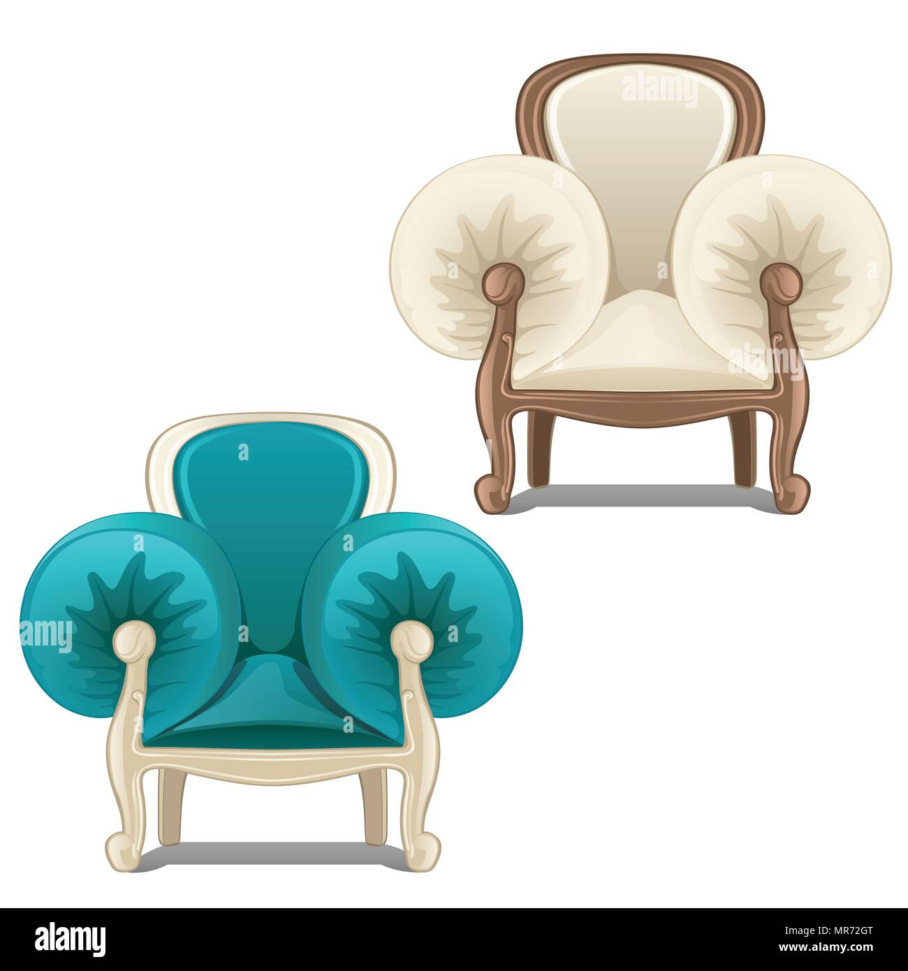 Two chairs with soft armrests. Vector illustration Stock Vector Image