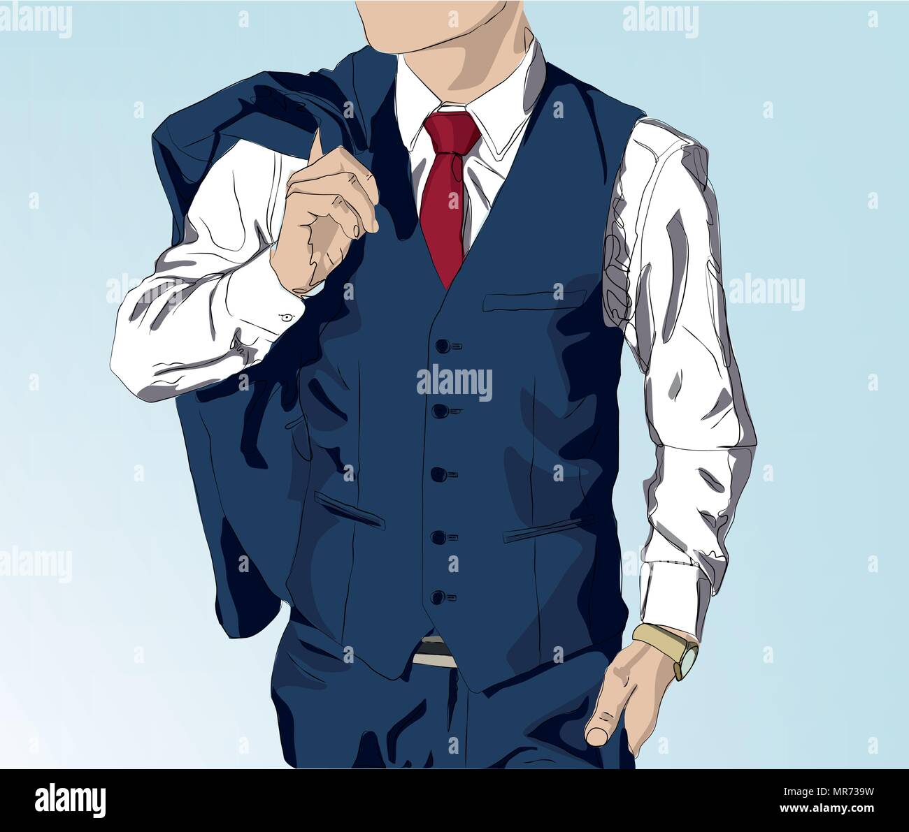 man wearing suit illustration - business concept vector graphic Stock ...