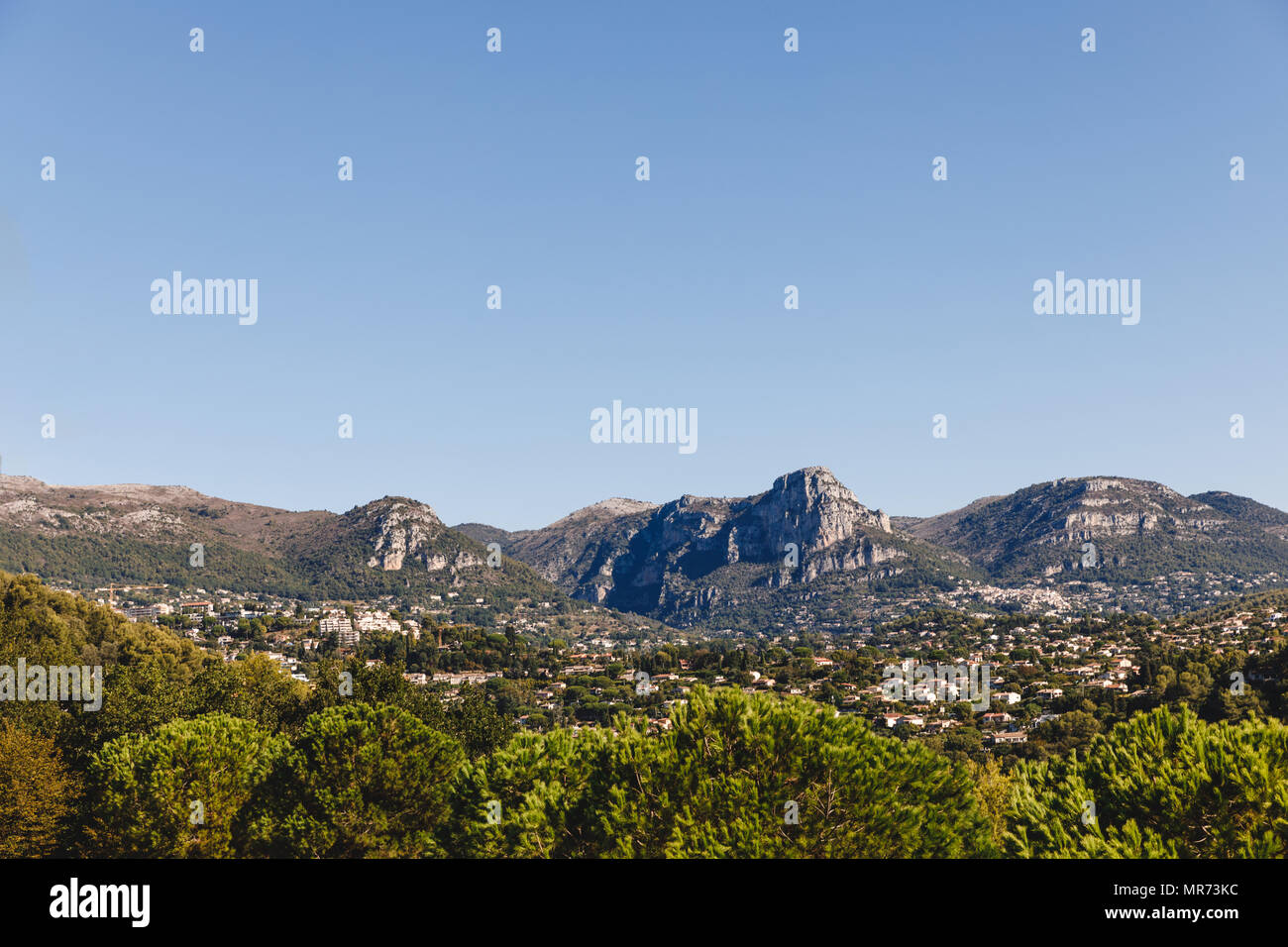 aerial view of beautiful european town in mountains, Antibes, France Stock Photo
