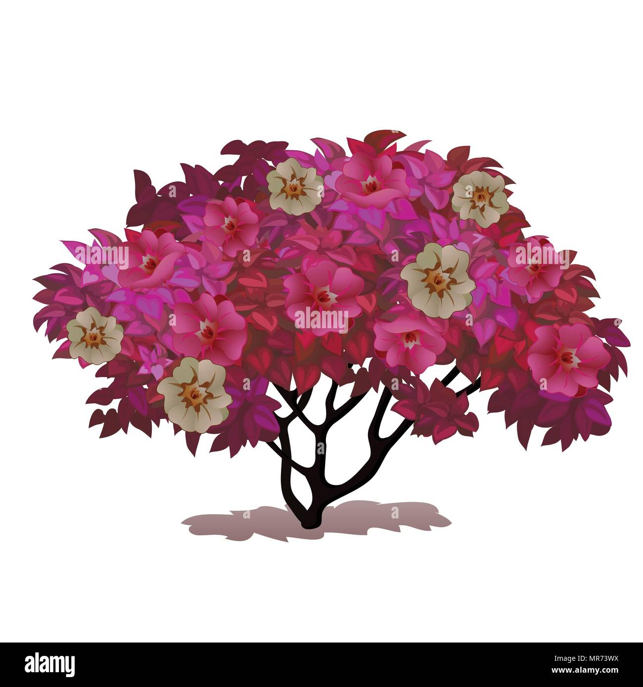 Fancy a Bush covered with flowers. Fantasy nature. Vector illustration. Stock Vector