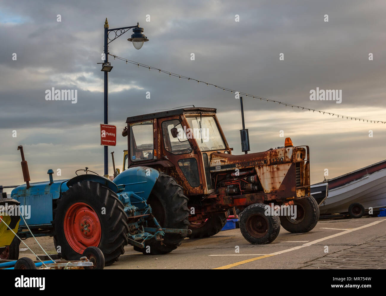 Tractors on beach in Filey, Yorkshire UK Stock Photo Alamy