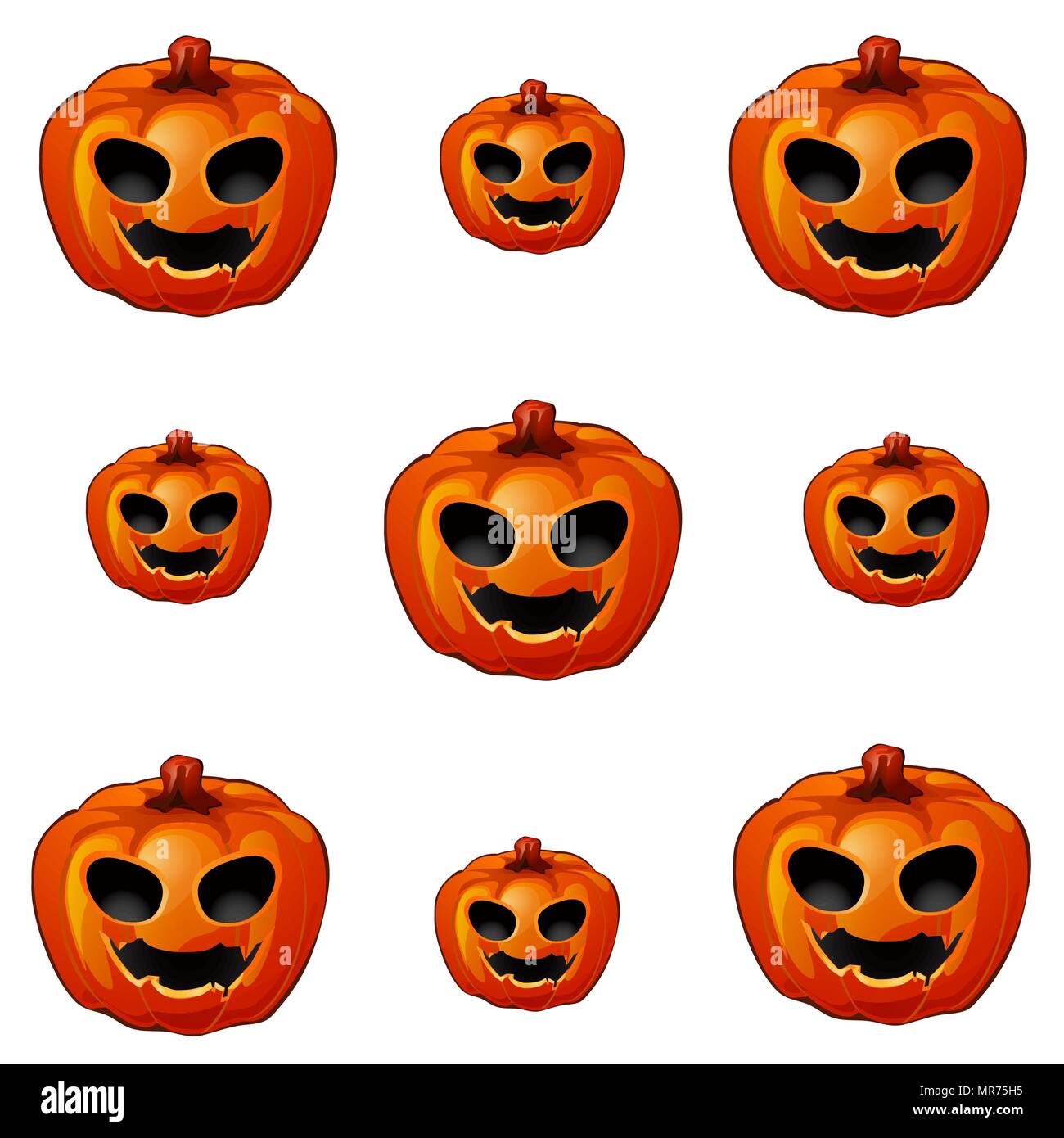 Wanorde noot bros Set of ripe pumpkin with eyes and mouth, Jack-o-Lanterns. Attribute of the  holiday of Halloween. Sketch for holiday cards, posters or invitations to  the party. Vector illustration Stock Vector Image & Art -