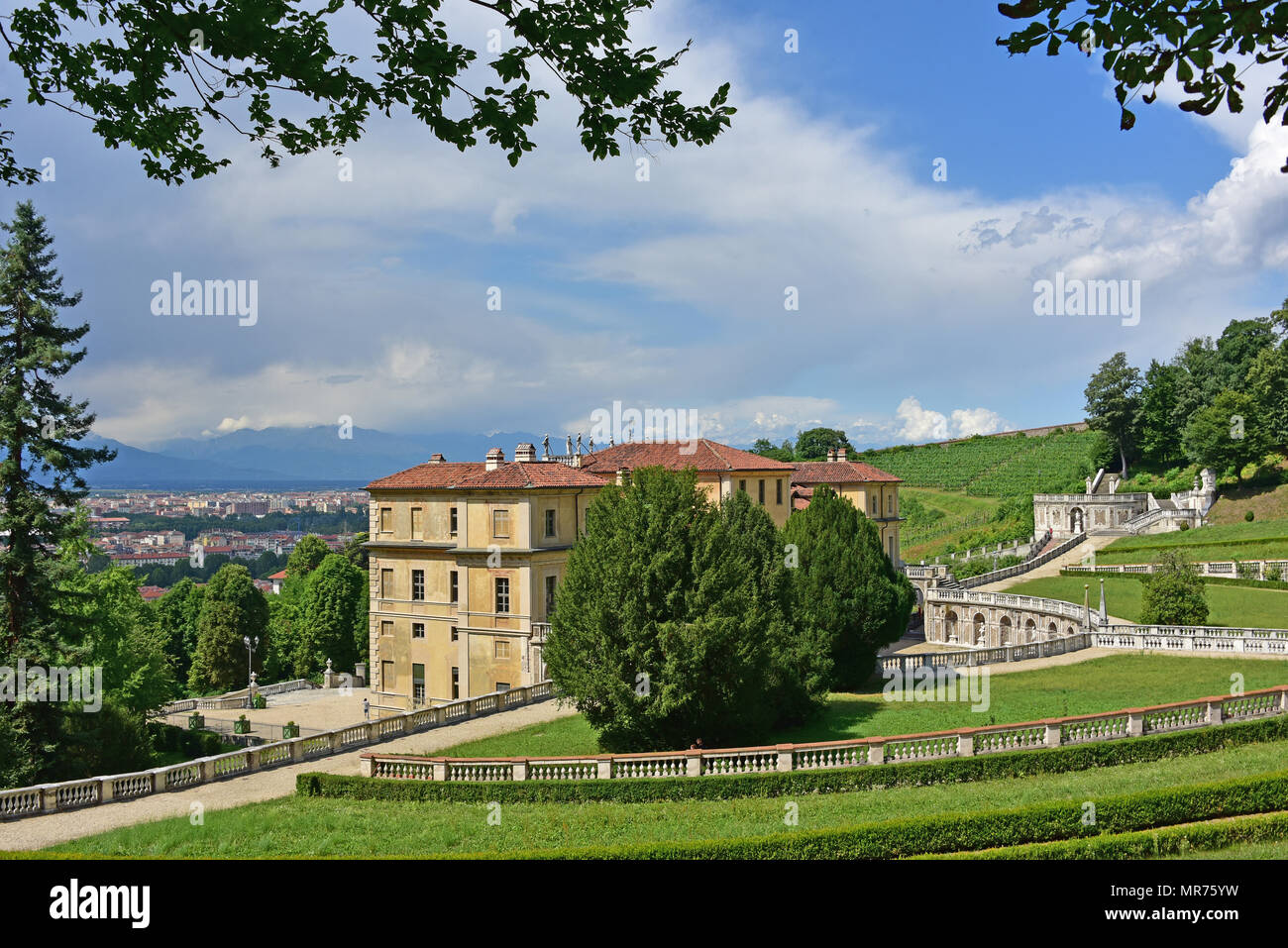 Villa della Regina, view of the Turin skyline from the formal gardens