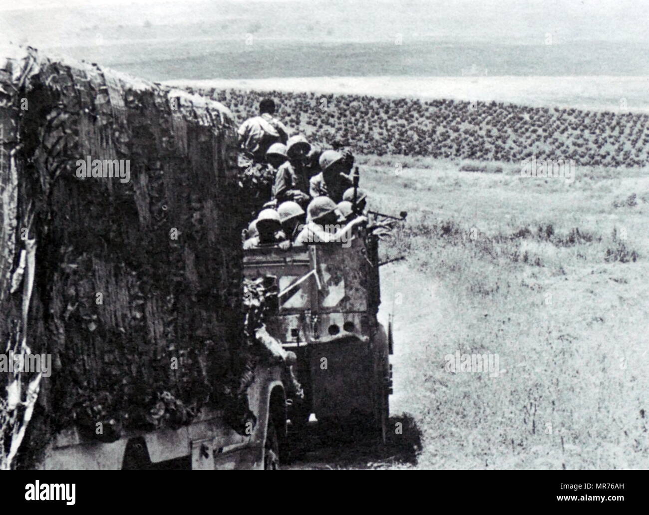 Israeli armoured column on the way to a Battle in the Sinai Region during the Six Day War 1967 Stock Photo