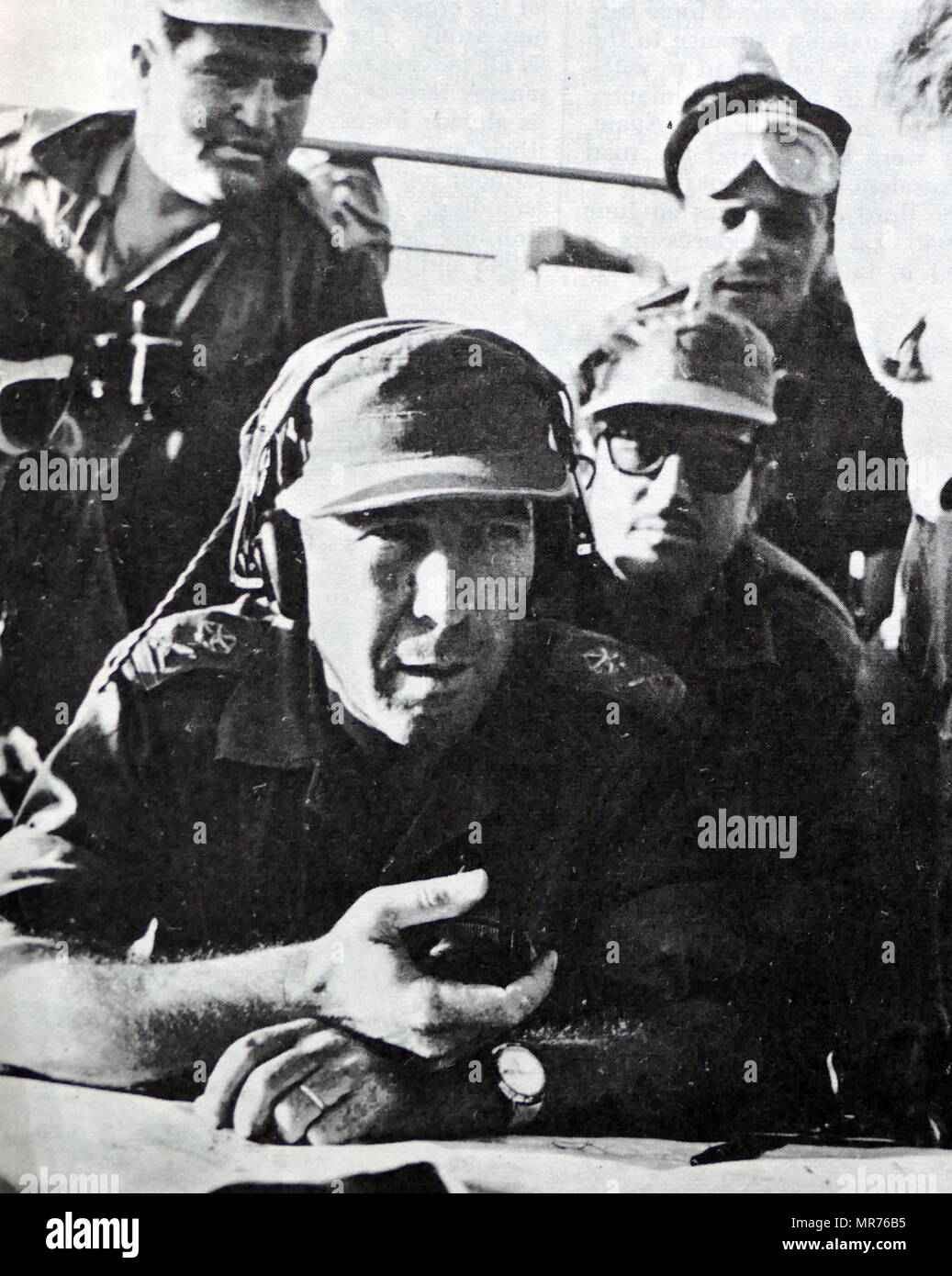 Israel Tal (1924 – 2010), Israel Defense Forces (IDF) general known for his skills in tank warfare. armoured-division commander in Sinai Peninsula during the Six-Day War, and commander of the southern front during the final stages of the Yom Kippur War. Tal was the creator of the Israeli armoured doctrine that led to the Israeli successes in the Sinai surprise attack of the Six-Day War. In 1964, General Tal took over the Israeli armoured corps and organized it into the leading element of the Israeli Defense Forces, characterized by high mobility and relentless assault Stock Photo