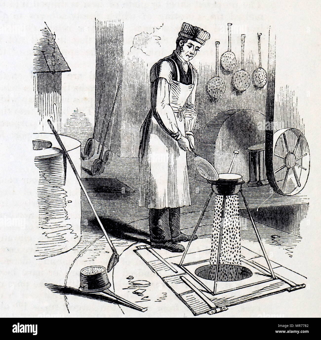 Engraving Depicting The Casting Of Lead Shots This Picture Shows
