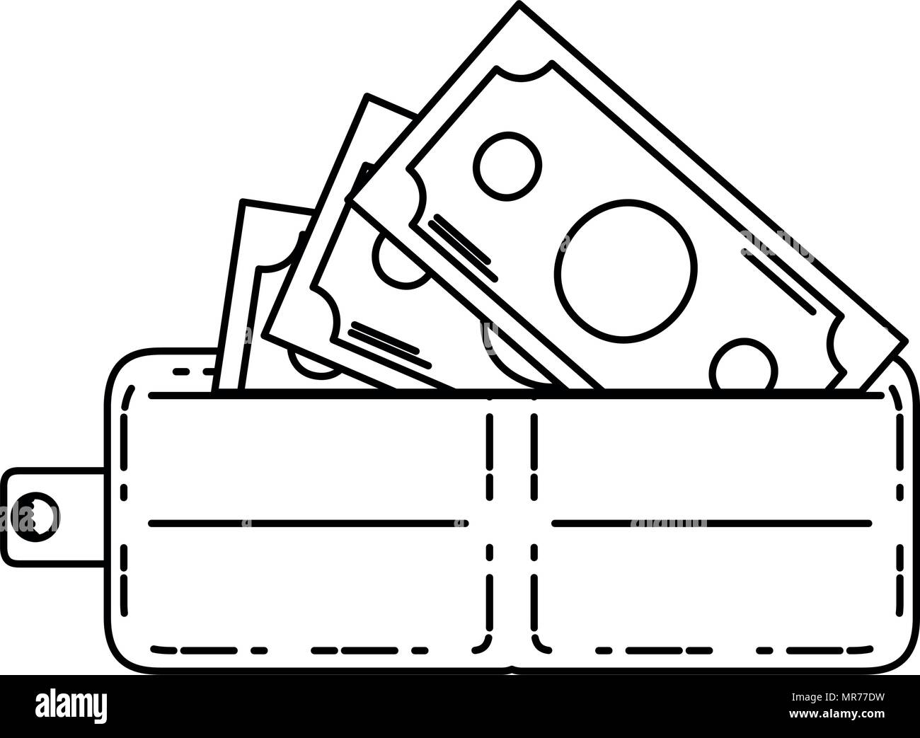 line wallet obejct inside bills cash money Stock Vector Image & Art - Alamy