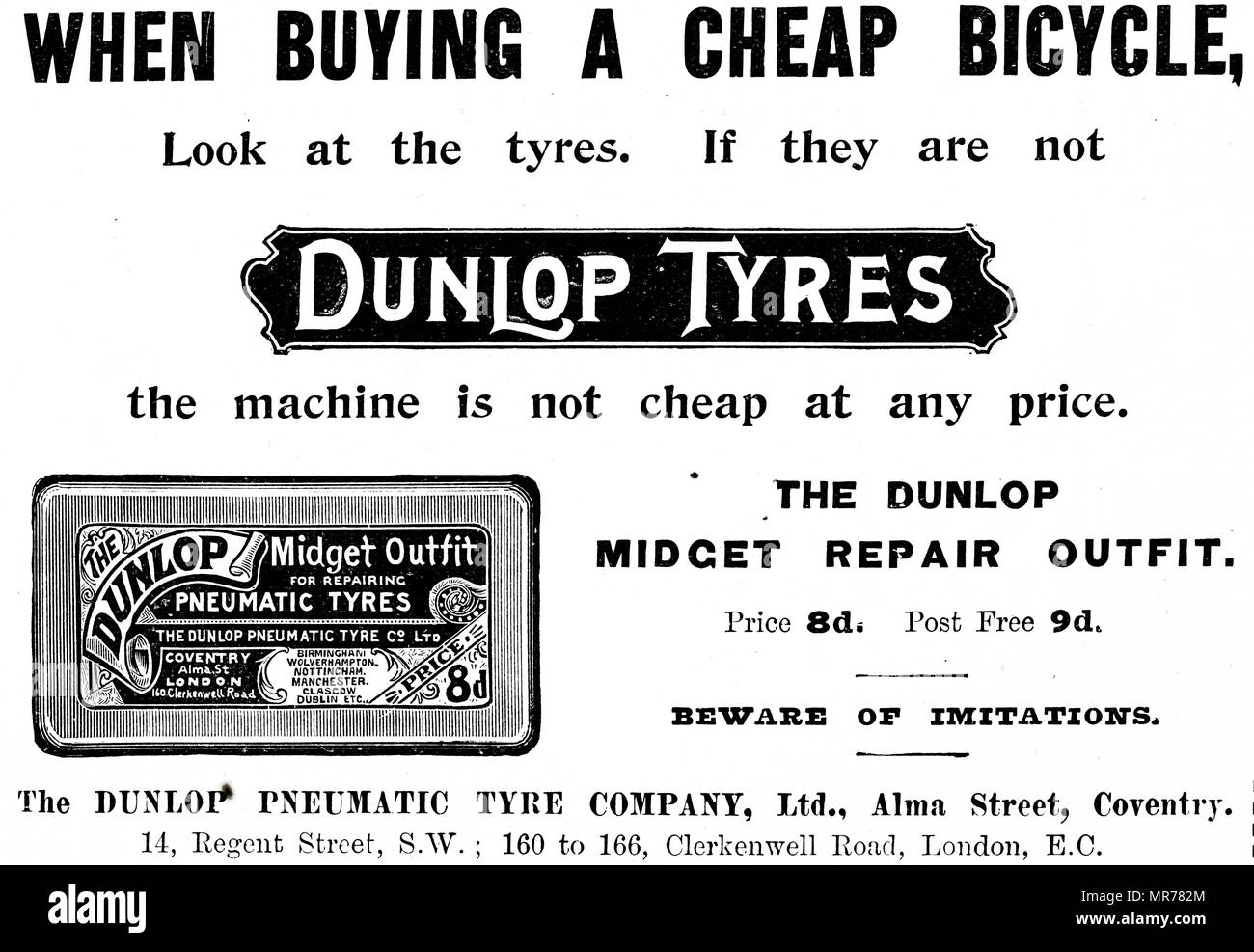 Advertisement for Dunlop Tyres. Dated 20th century Stock Photo