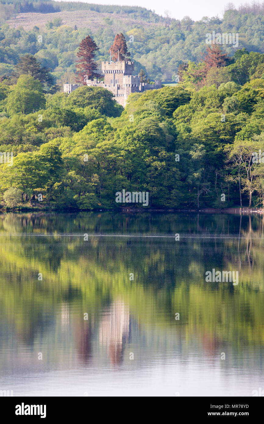 Wray Castle on the shores of Lake Windermere in Cumbria Stock Photo