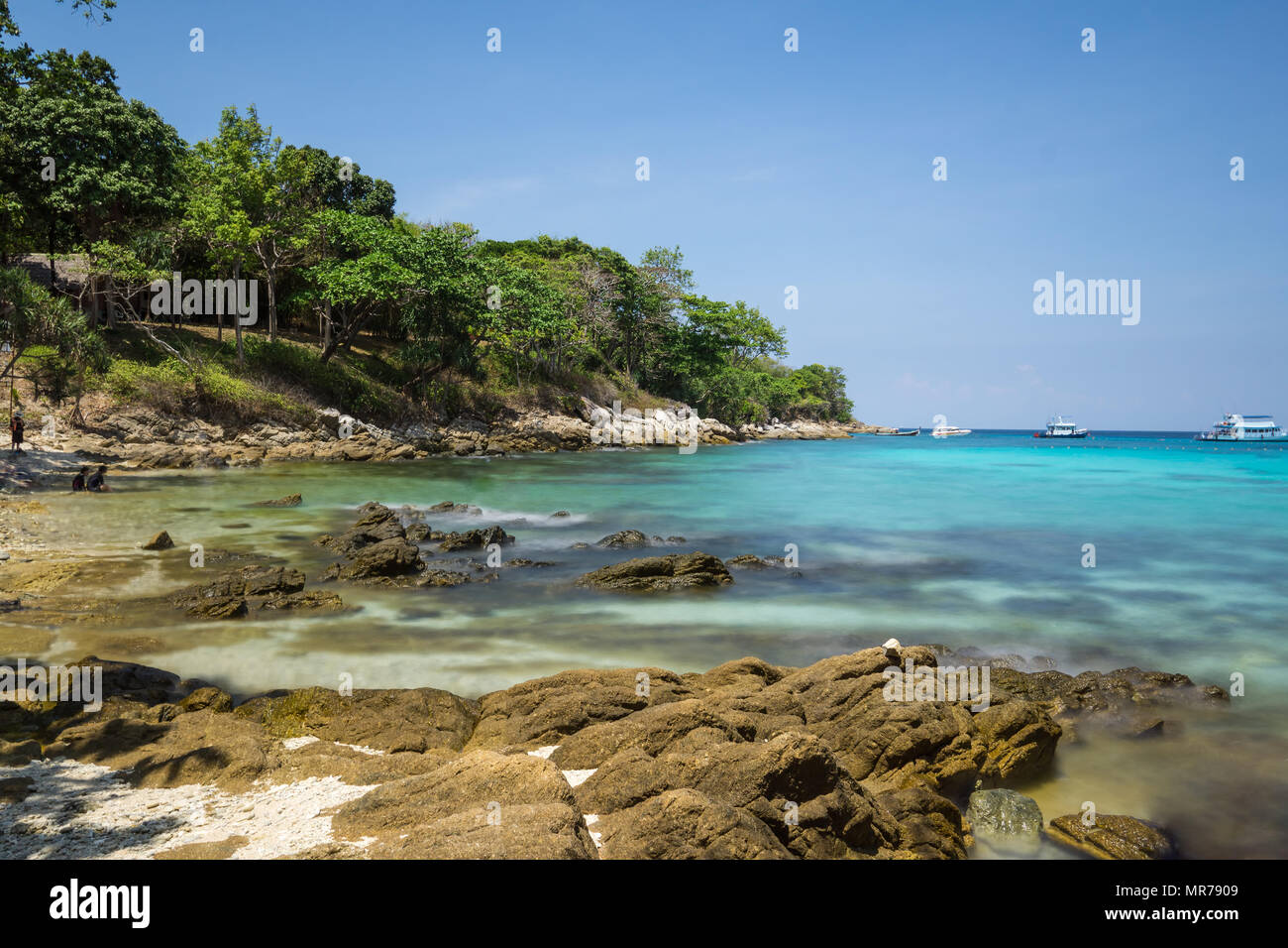 Racha Island in Phuket, Thailand. The most beautiful island in Phuket, amazing landscape and crystal sea water was attracted so many tourist to visit Stock Photo