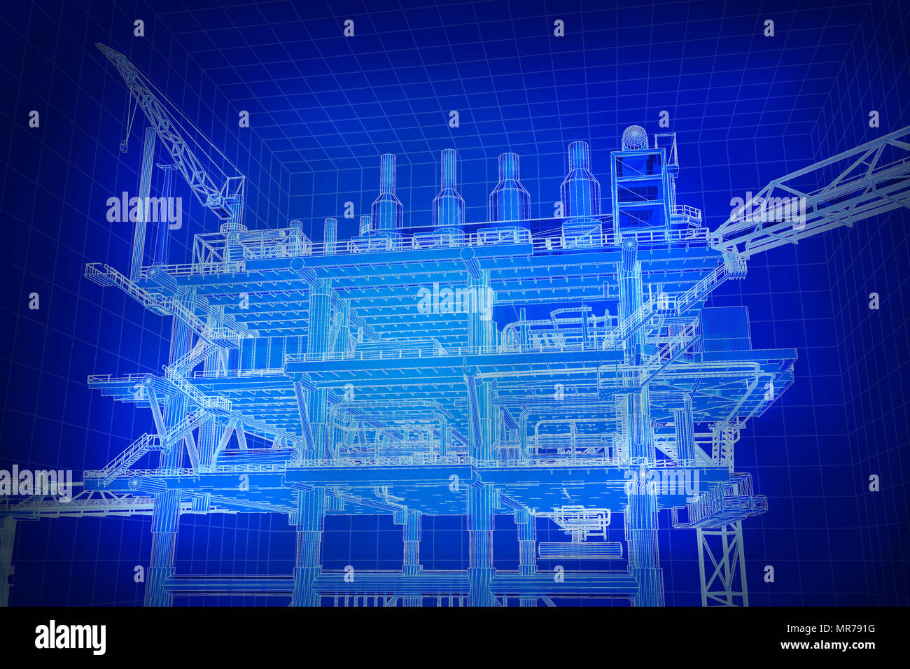 3D rendering , Blue screen Oil rig constructtion plant Stock Photo - Alamy