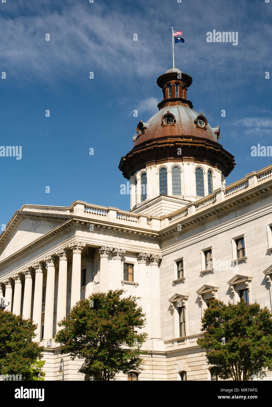 A vertical composition of the Capital Statehouse Dome in Columbia Sout Carolina Stock Photo