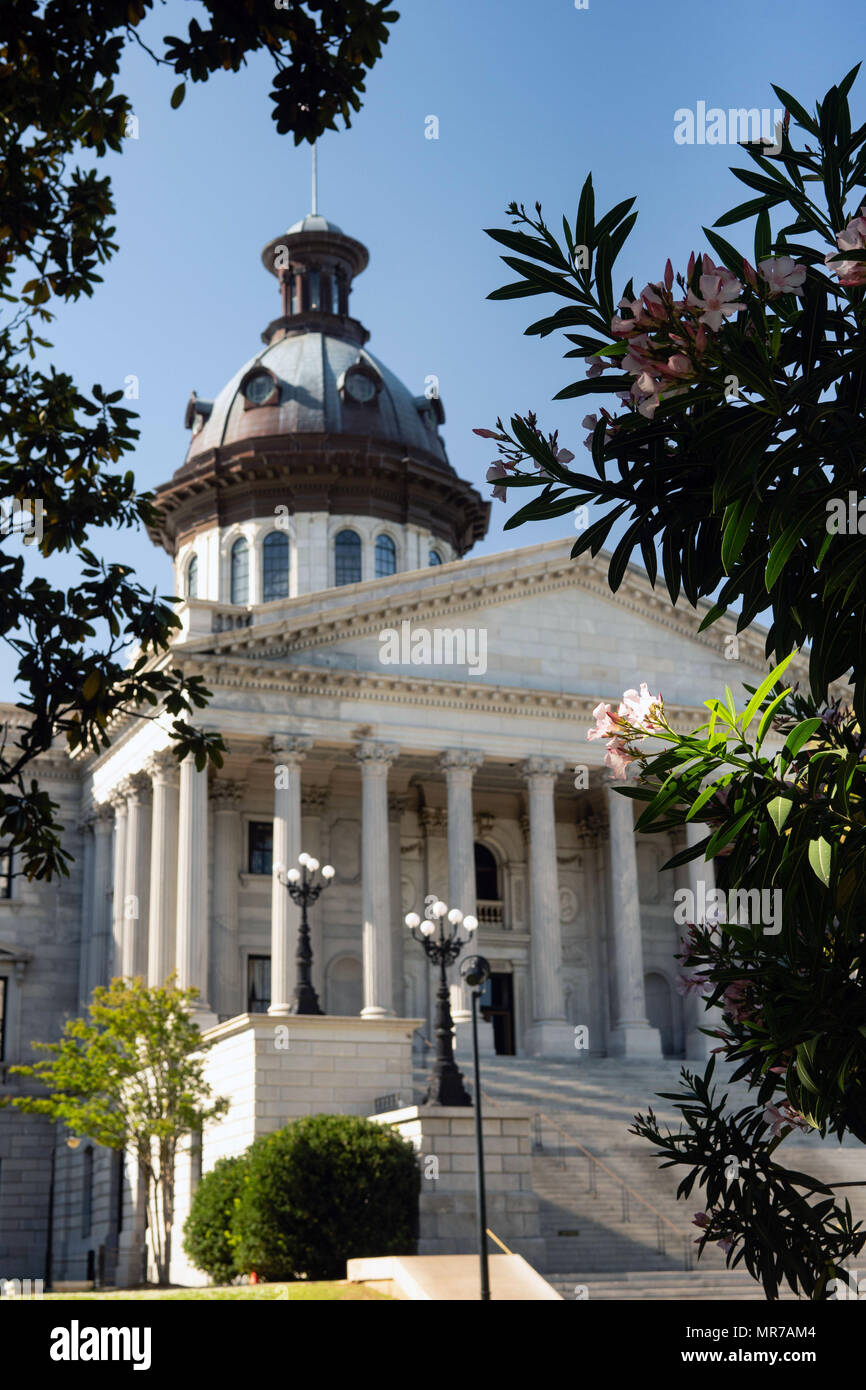 A vertical composition of the Capital Statehouse Dome in Columbia South Carolina Stock Photo