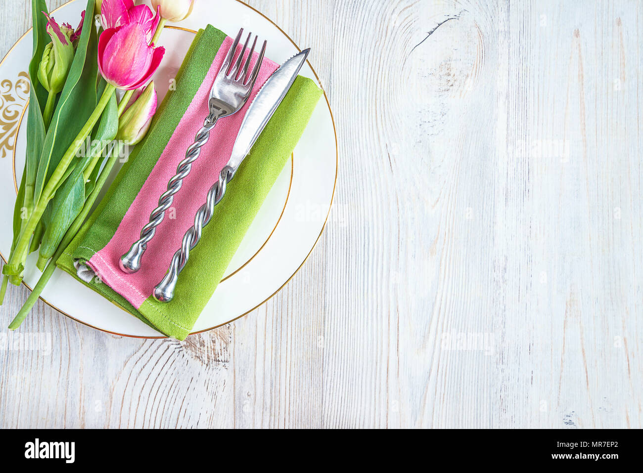 Spring table setting Stock Photo - Alamy