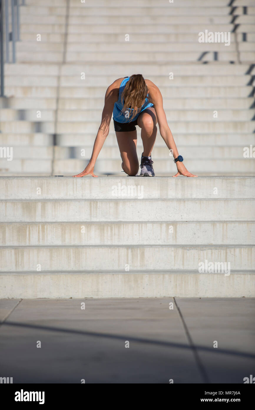 Woman Preparing To Run Stock Photo Alamy Woman Preparing To Run Stock Photo Alamy