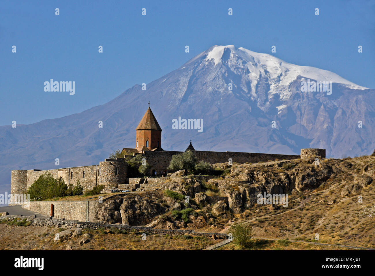 Khor Virap Monastery and Mount Ararat, Armenia Stock Photo
