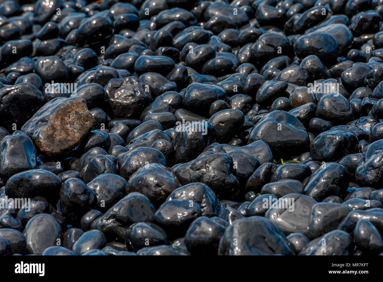 Millions of years ago lava flowed on Cobble beach and it erroded into