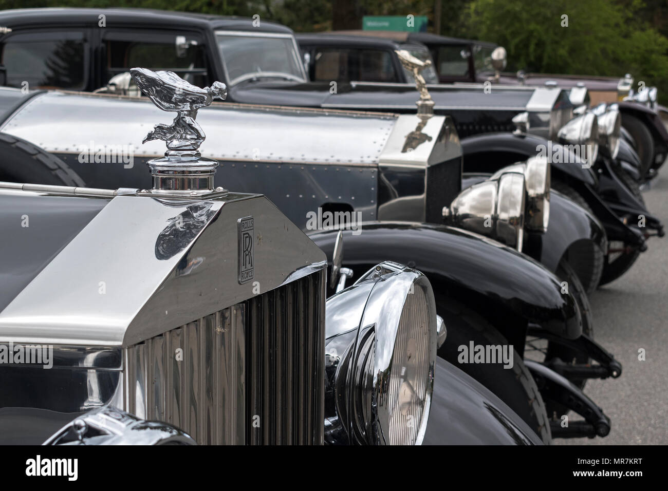 pre 1940s rolls royce phantoms at the rolls royce 20 ghost club annual tour in cornwall, uk. Stock Photo