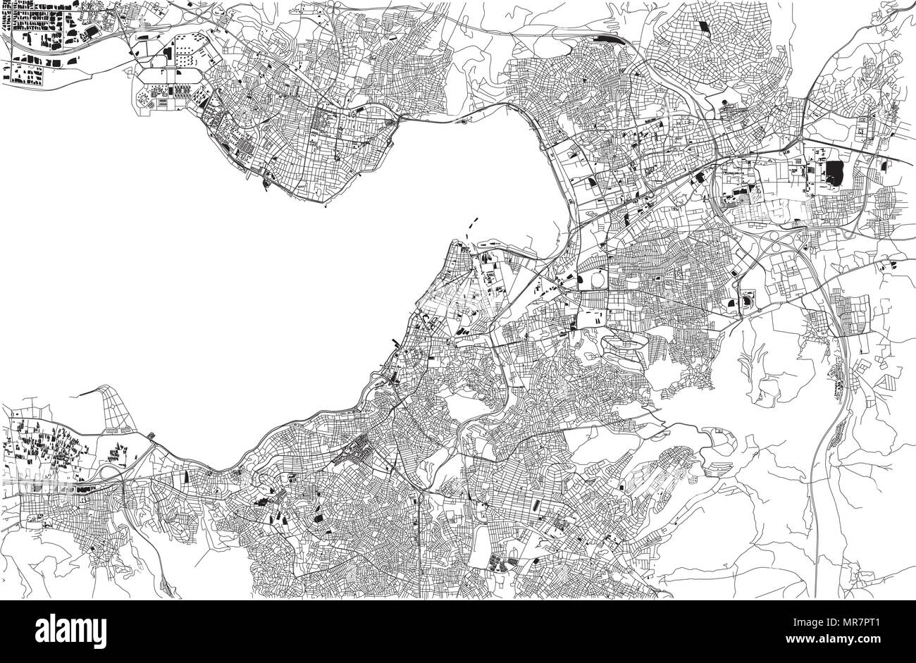 Map of Izmir, Smirne, satellite view, city, Turkey Stock Vector