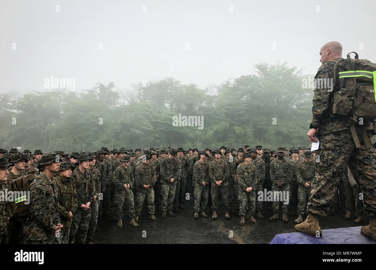 Lt. Col. Kemper Jones gives a motivational speech to his Marines during
