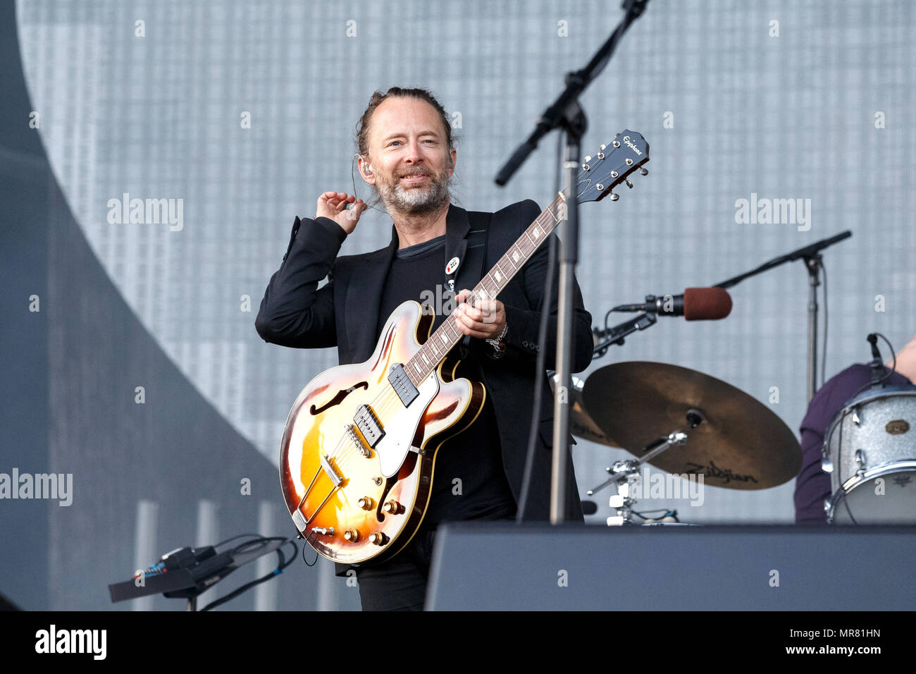 Thom Yorke of Radiohead performing live during their headline set at TRNSMT Festival. Thom Yorke onstage, Radiohead singer. Stock Photo
