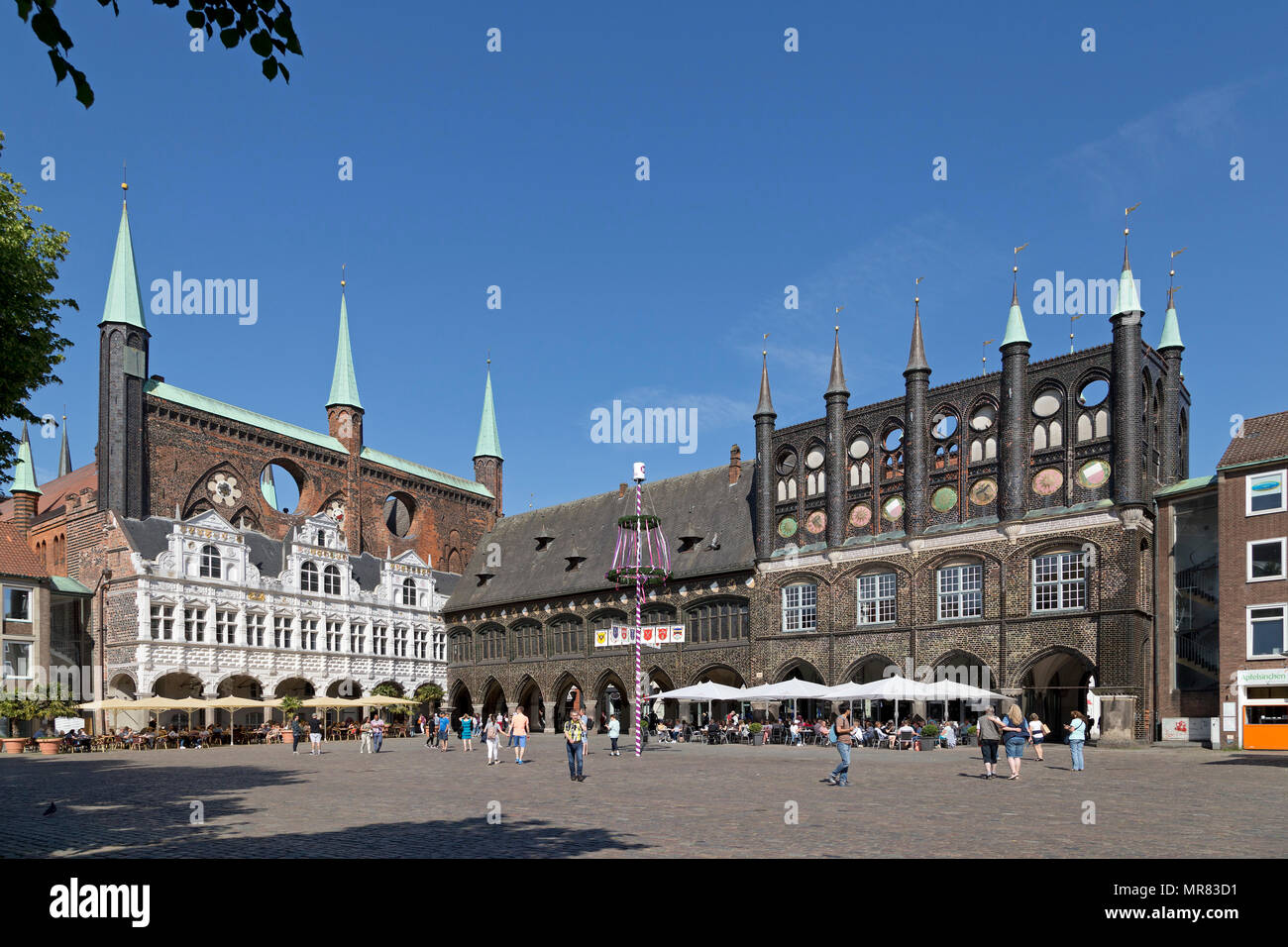 town hall, market square, Luebeck, Schleswig-Holstein, Germany Stock Photo