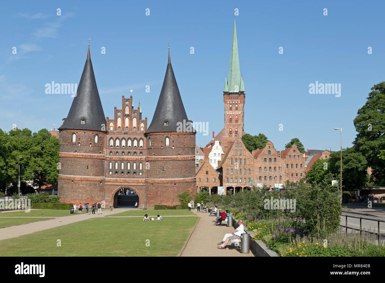 Holsten Gate Church of St Peter and Salt Stores, Luebeck, Schleswig-Holstein, Germany Stock Photo