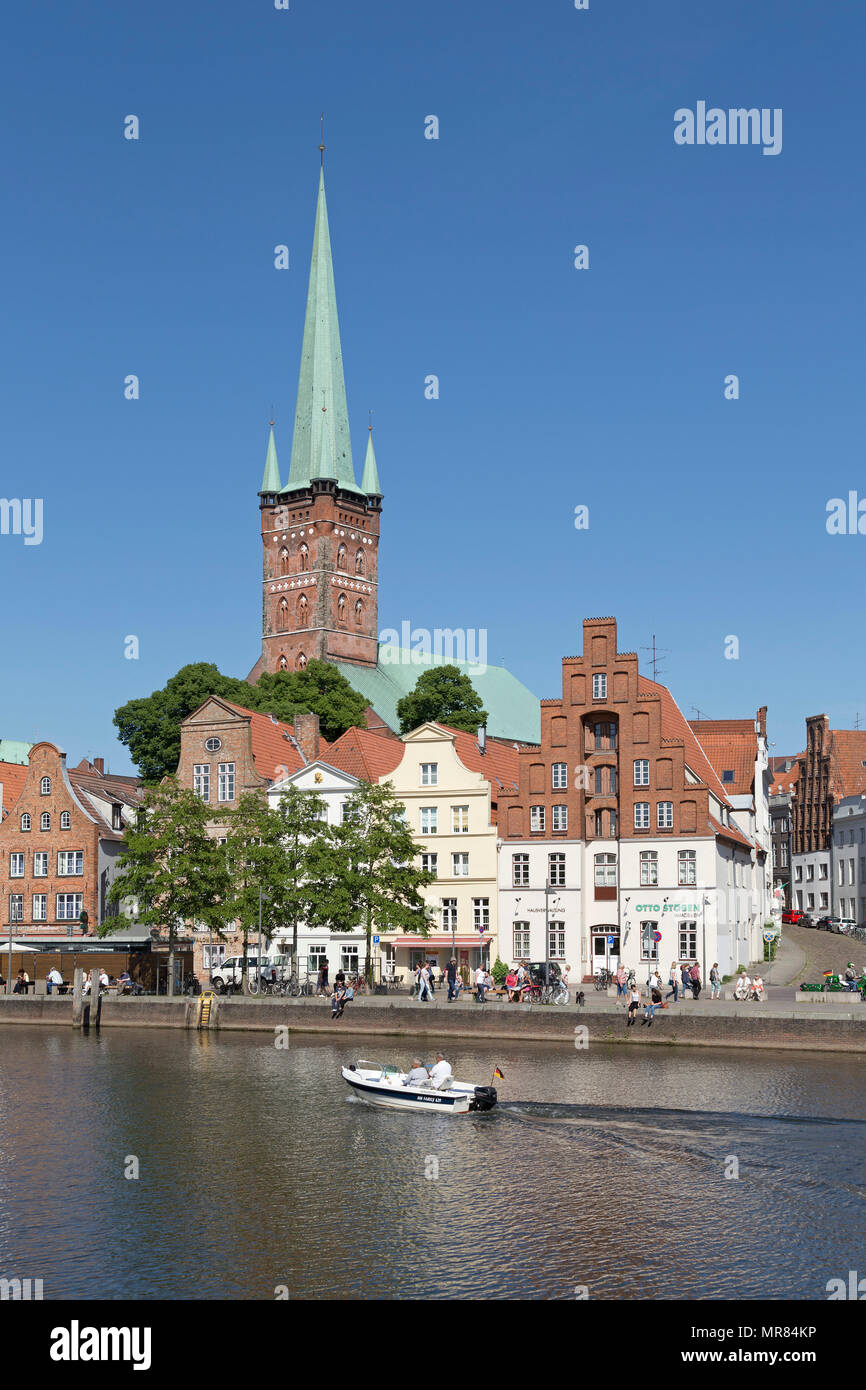 Church of St. Peter, River Obertrave, Luebeck, Schleswig-Holstein, Germany Stock Photo