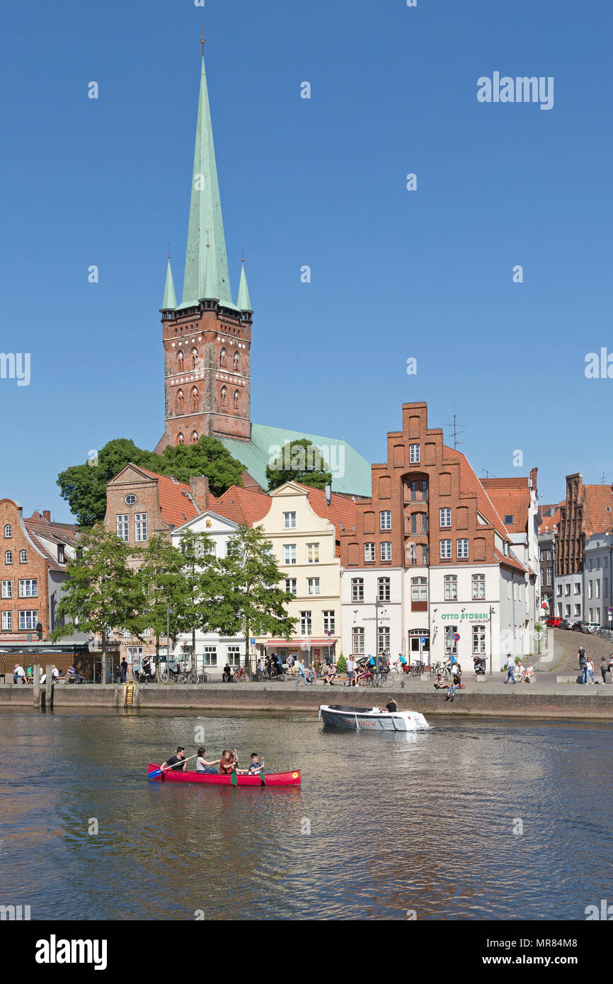 Church of St. Peter, River Obertrave, Luebeck, Schleswig-Holstein, Germany Stock Photo