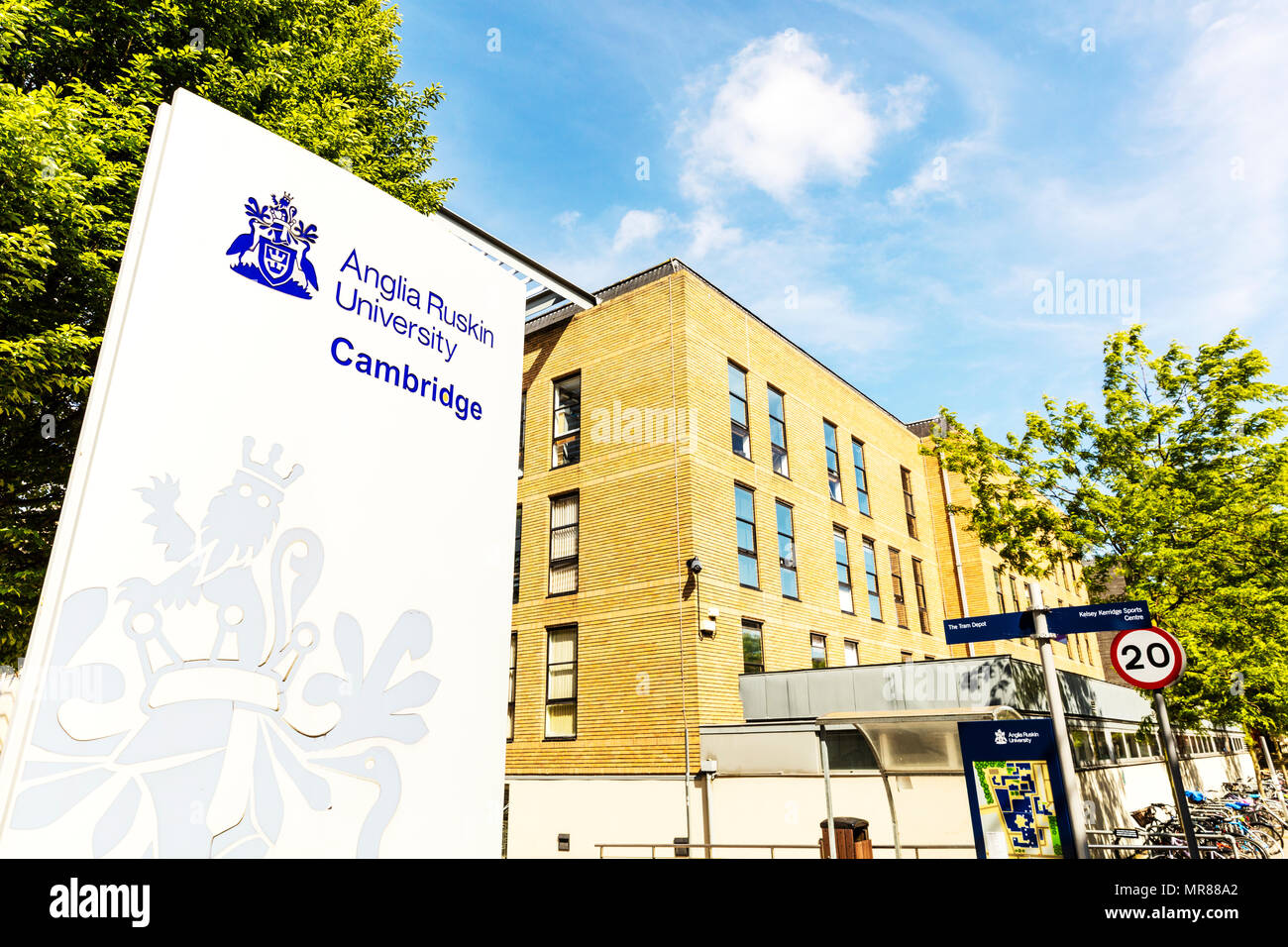 Anglia Ruskin University Cambridge, Anglia Ruskin University, Anglia Ruskin Cambridge, Anglia Ruskin University Cambridge campus, Anglia Ruskin sign Stock Photo