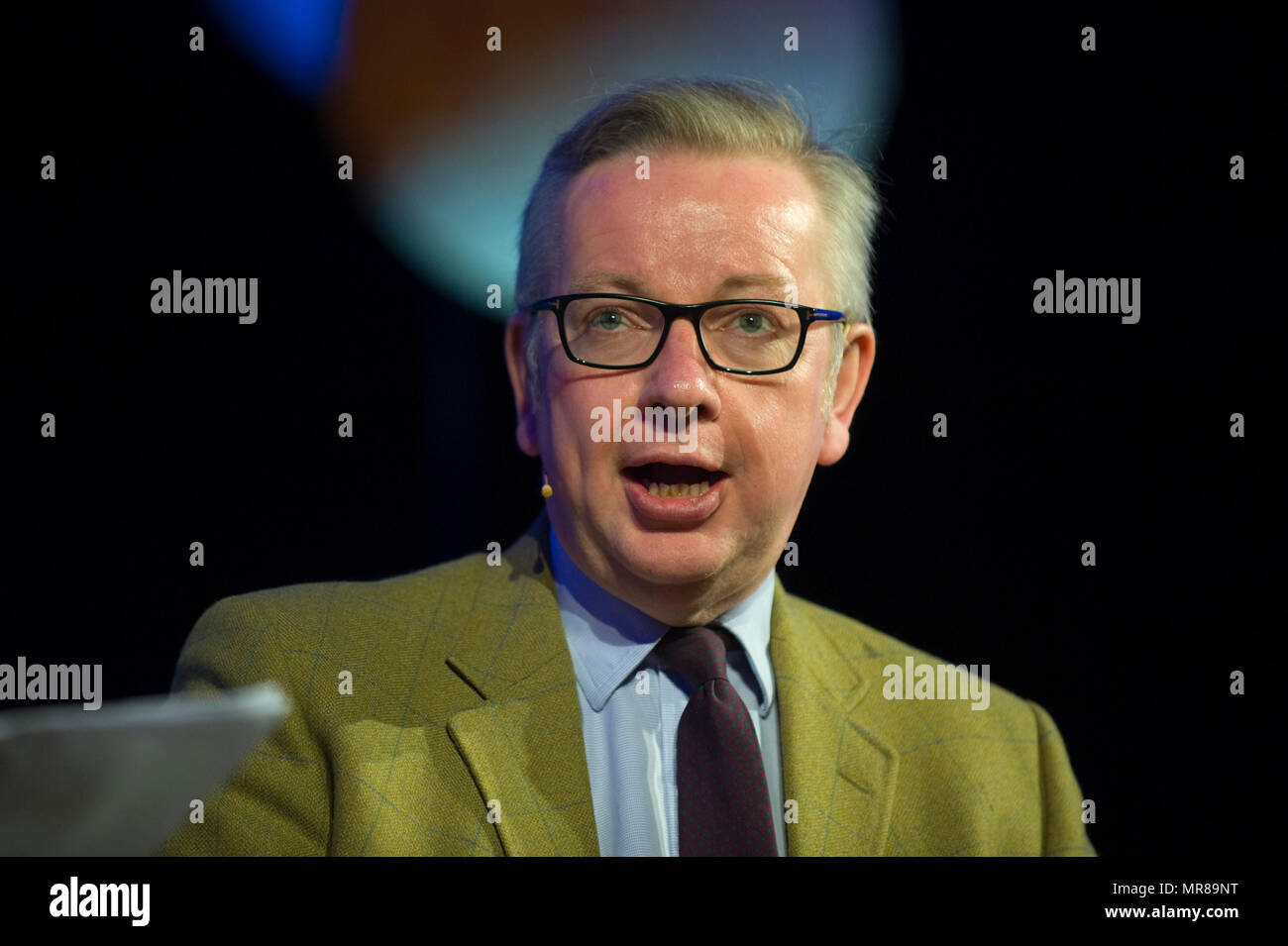 Michael Gove MP, Secretary of State for the Environment, Food and Rural Affairs speaking at Hay Festival 2018, Hay on Wye, Powys, Wales, UK Stock Photo